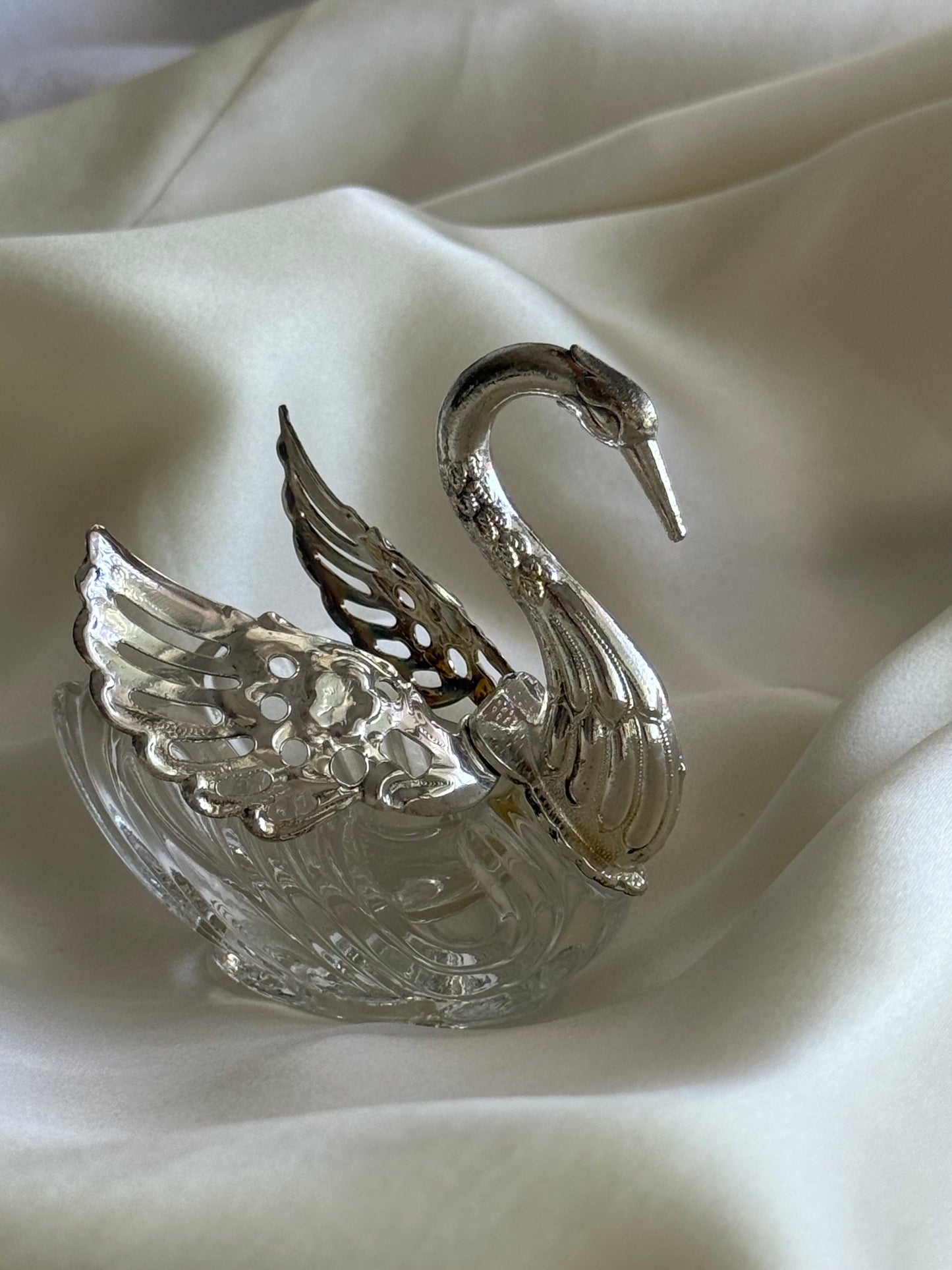 Silver plated and glass Swan