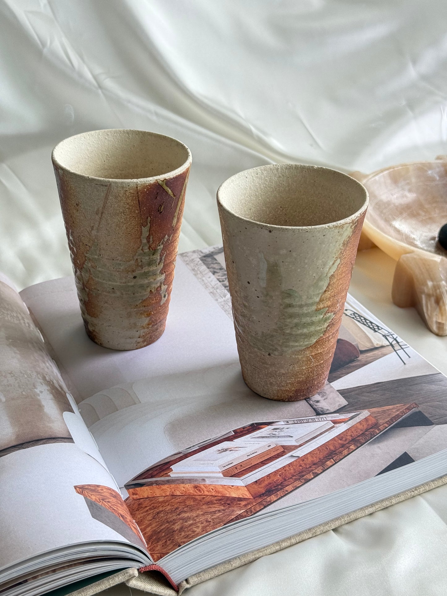 Vintage Studio Pottery Earthtone Tumblers (Pair)