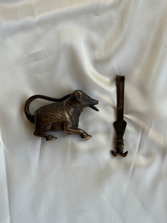 Vintage Indian Brass Ram Padlock with Original Key
