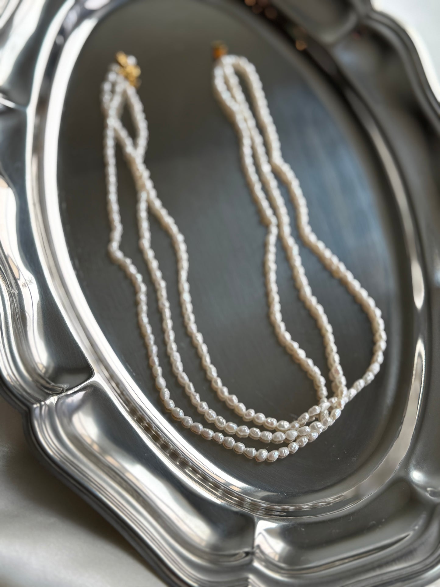 Vintage Triple Strand Freshwater Pearl Necklace