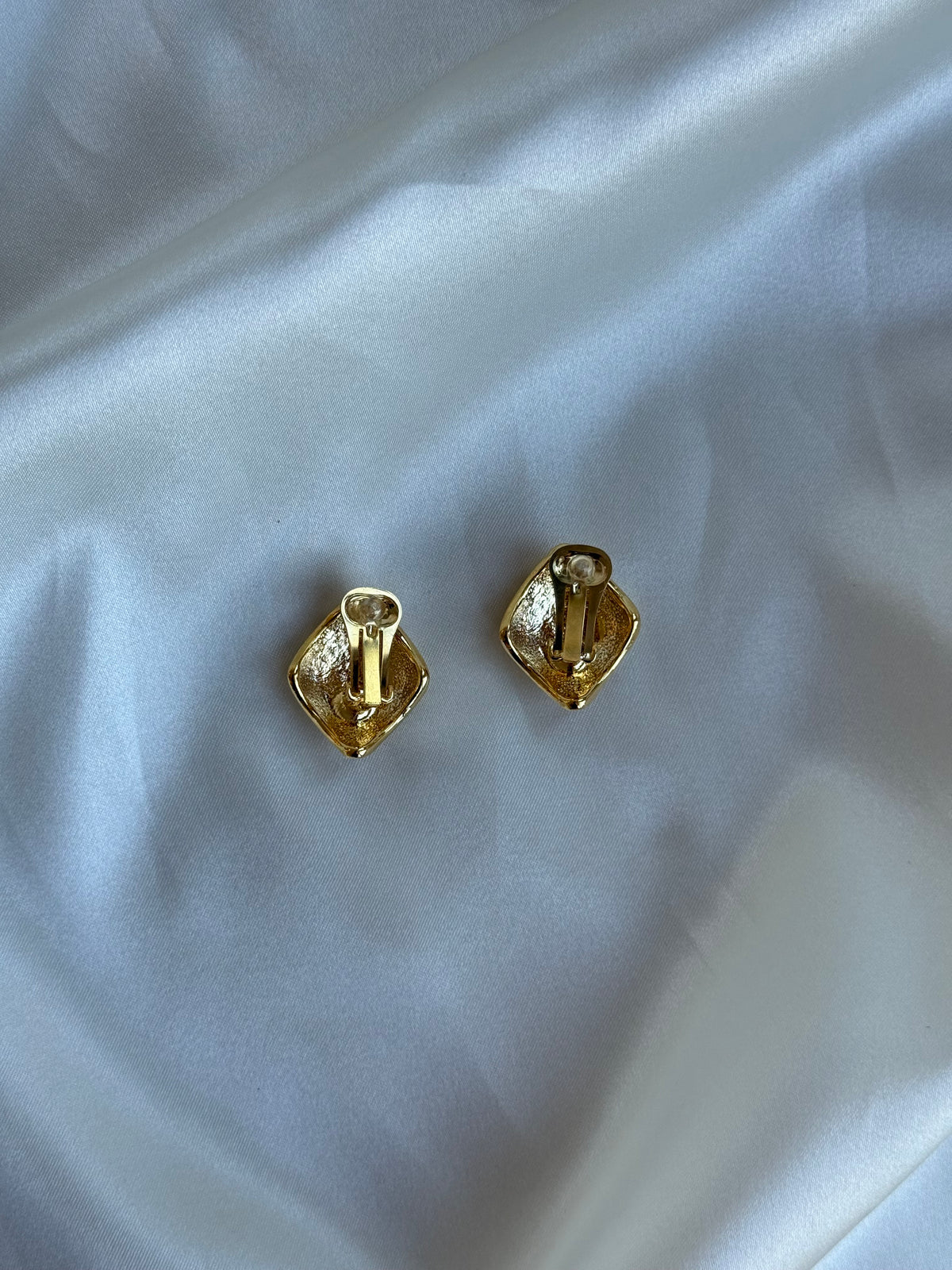 Vintage Gold-Tone Geometric Clip-On Earrings