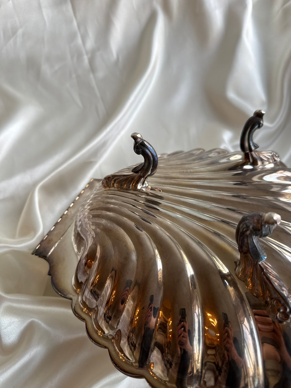 Vintage Leonard Silver Plated Swan & Shell Serving Dish