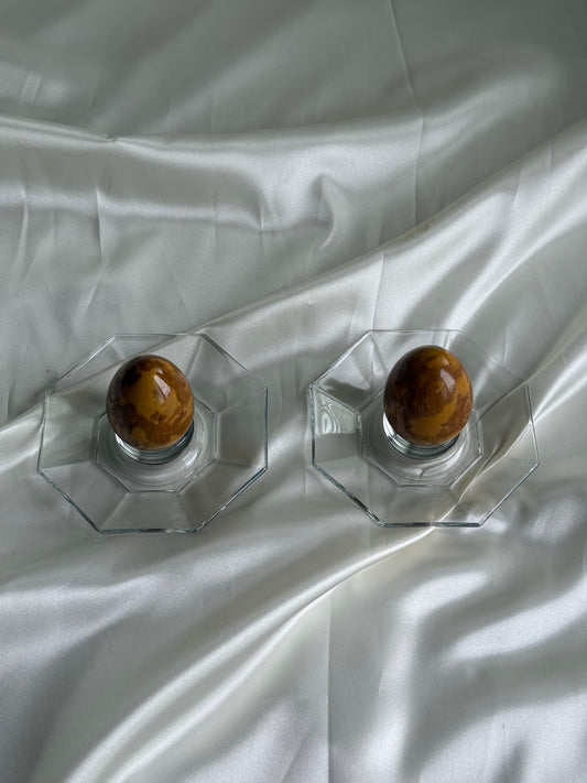 Vintage French Glass Egg Cups – Set of 2