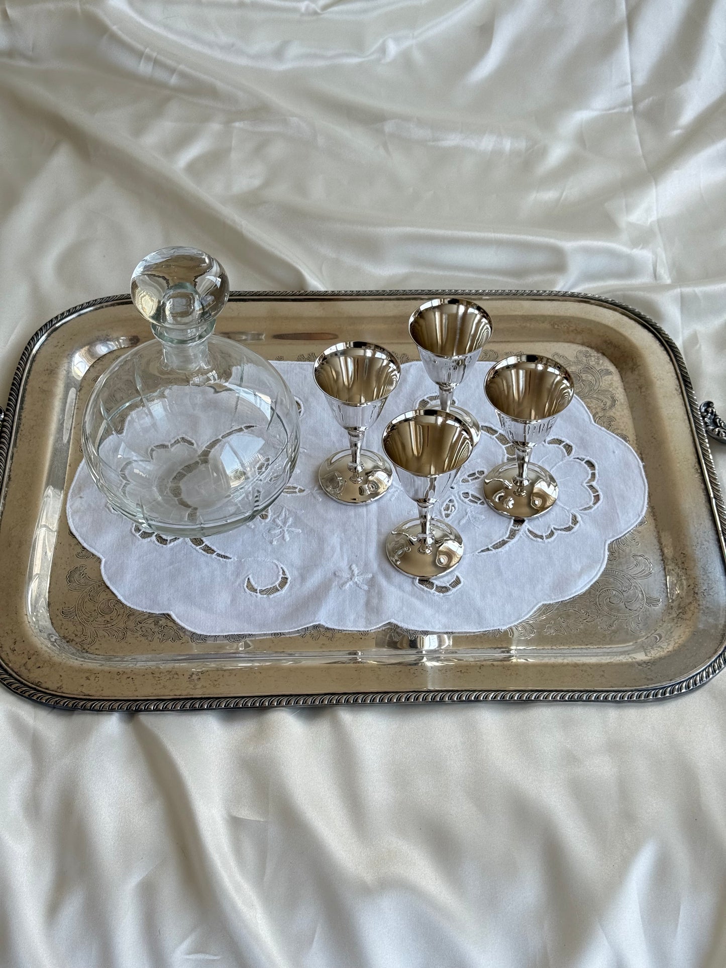 Set of 4 Vintage Italian Silver-Plated Goblets