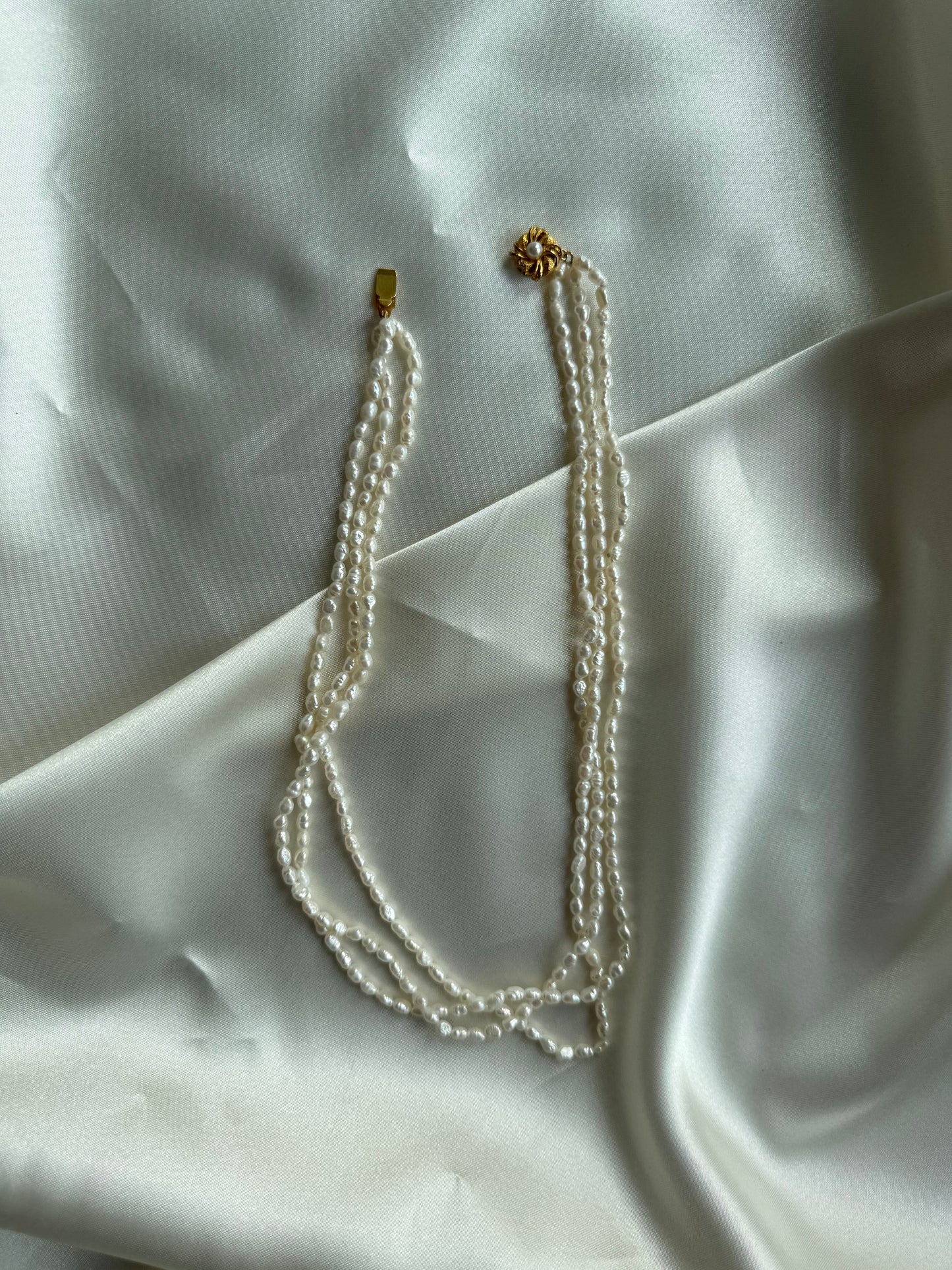 Vintage Triple Strand Freshwater Pearl Necklace