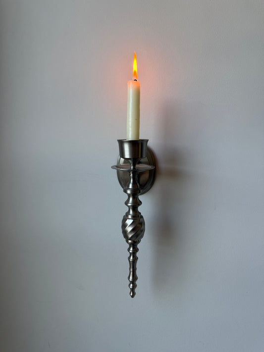 Pair of Silver-Tone Wall Candle Sconces