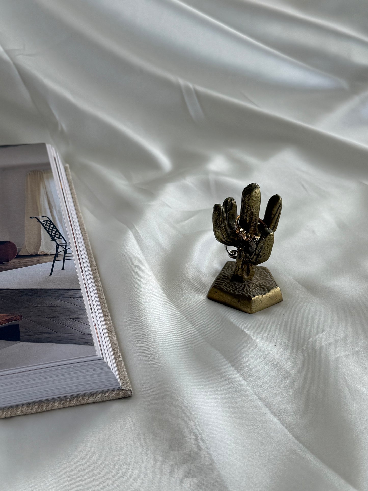 Mini Brass Cactus Ring Holder