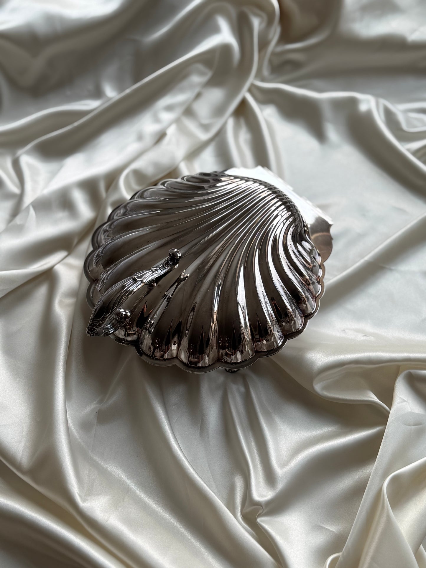 Vintage Silver-Plated XL Clamshell Serving Dish
