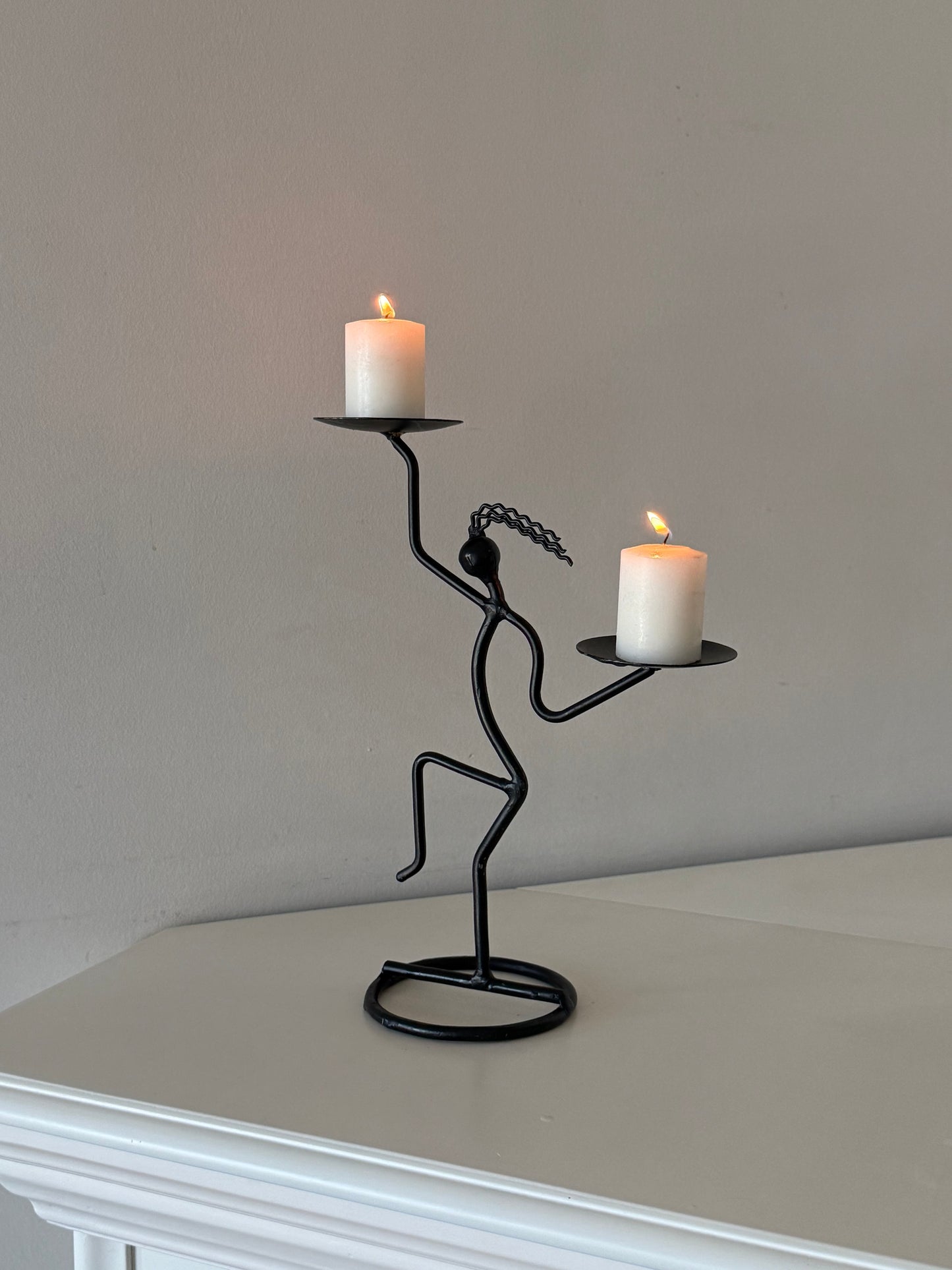 Vintage Iron Figural Candle Holder