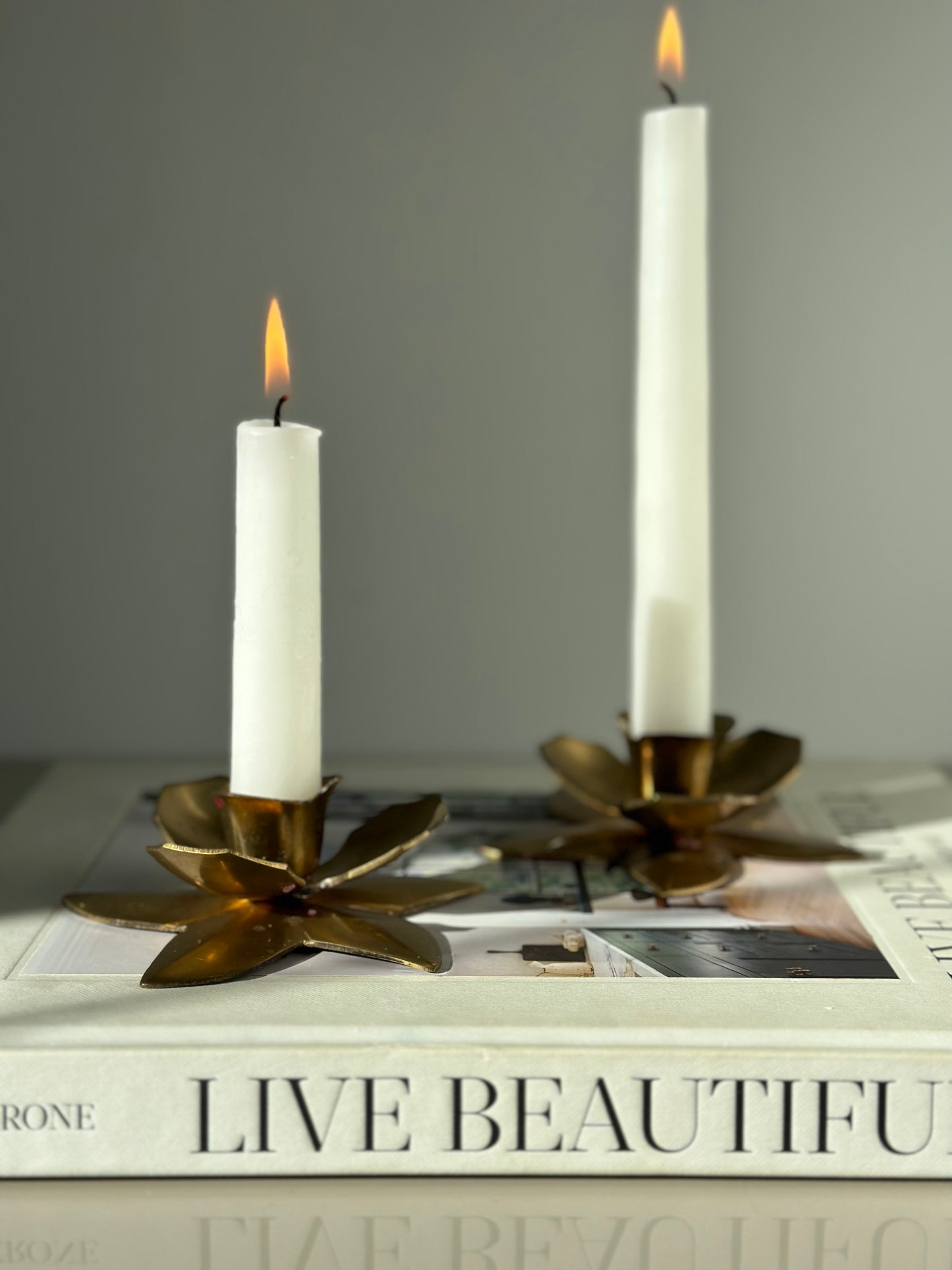 Flower brass candlesticks