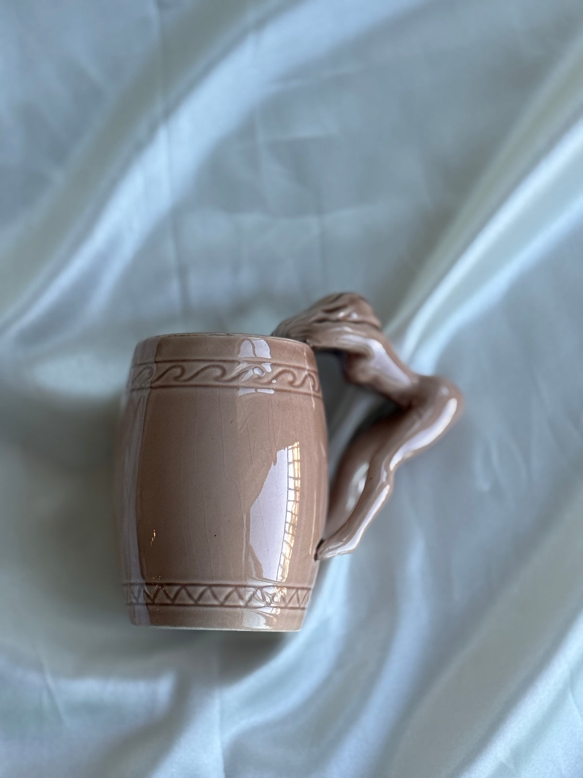 Vintage 1970s Japanese Nude Woman Ceramic Mug – Sculptural Figural Handle