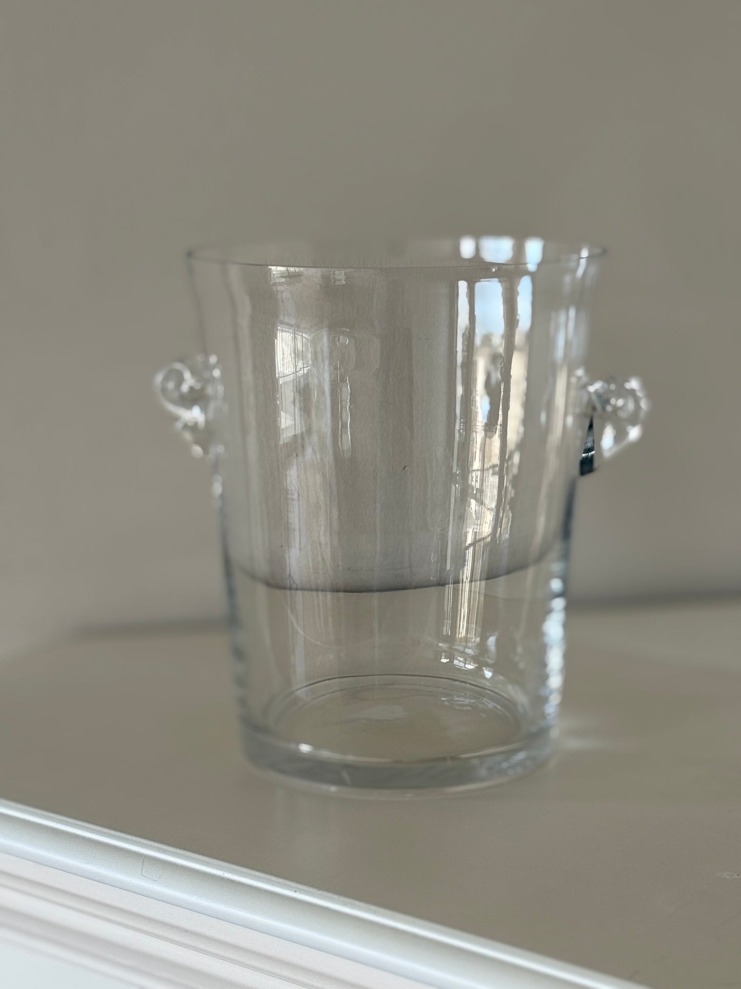 Glass Ice Bucket / Champagne Cooler with Swirl Handles