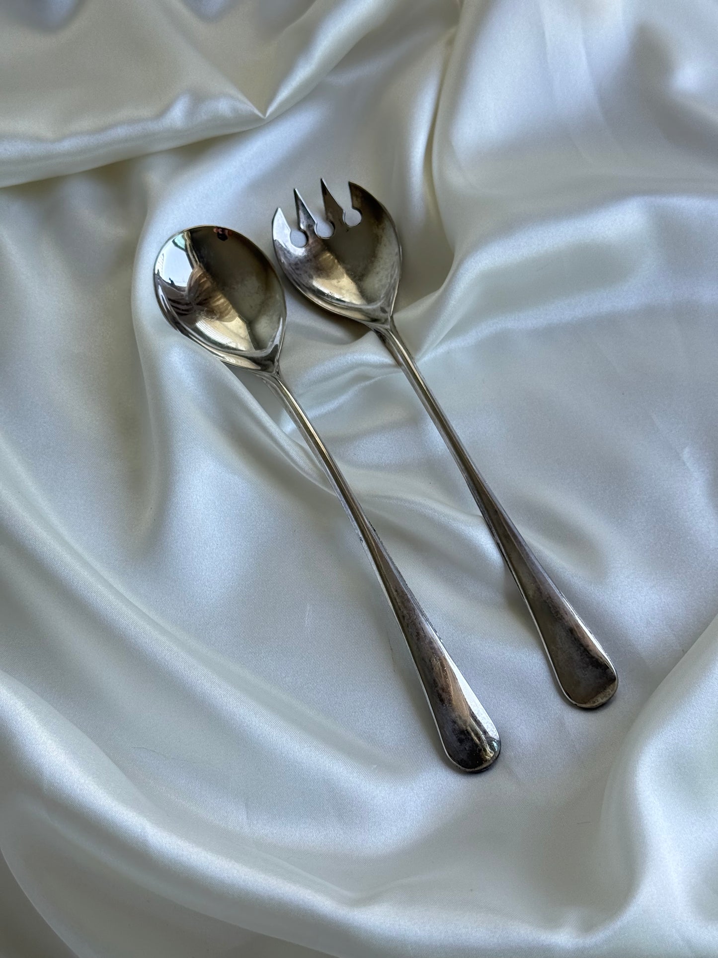 Vintage Italian Silver Plated Salad Serving Set