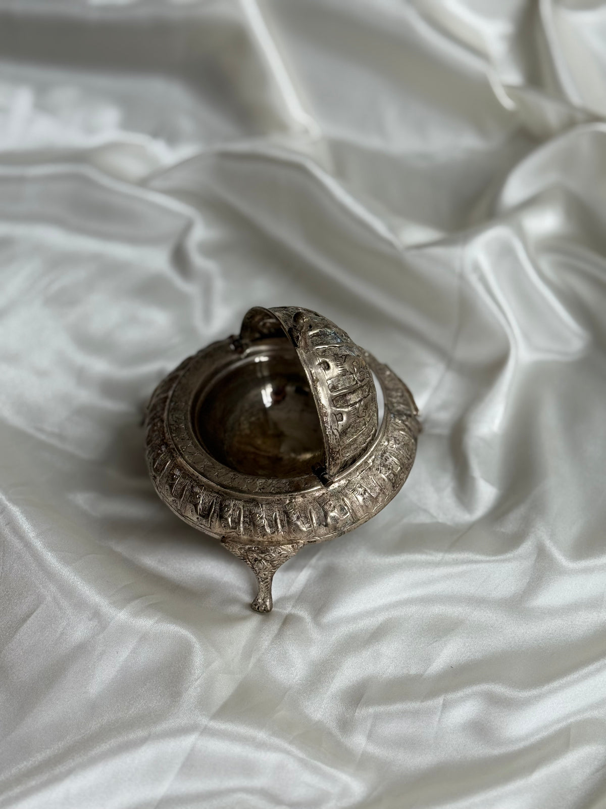 Vintage Egyptian Revival Caviar Serving Dish with Revolving Dome