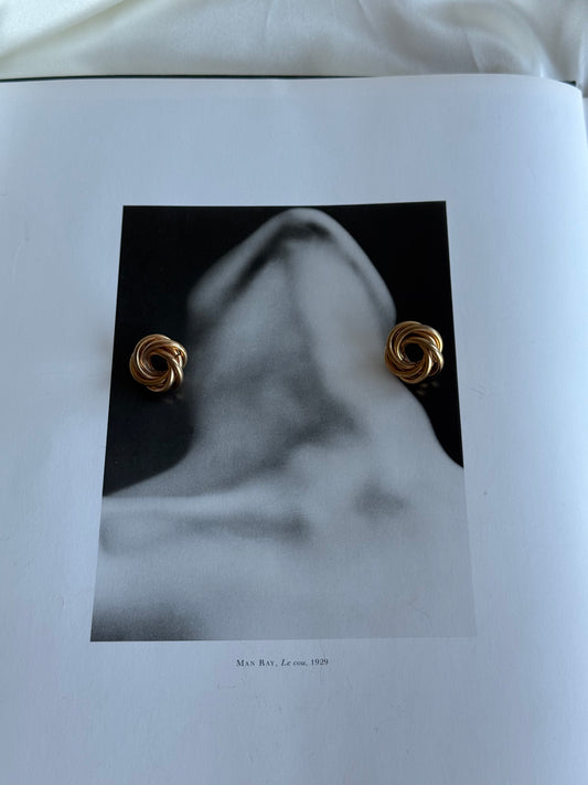 Vintage Double-Knot Gold-Tone Stud Earrings