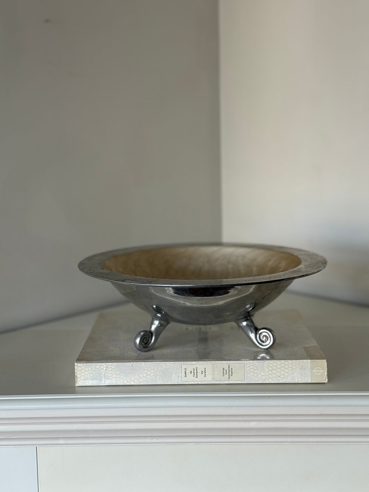Vintage Silver-Tone Footed Centerpiece Bowl with Swirl Feet
