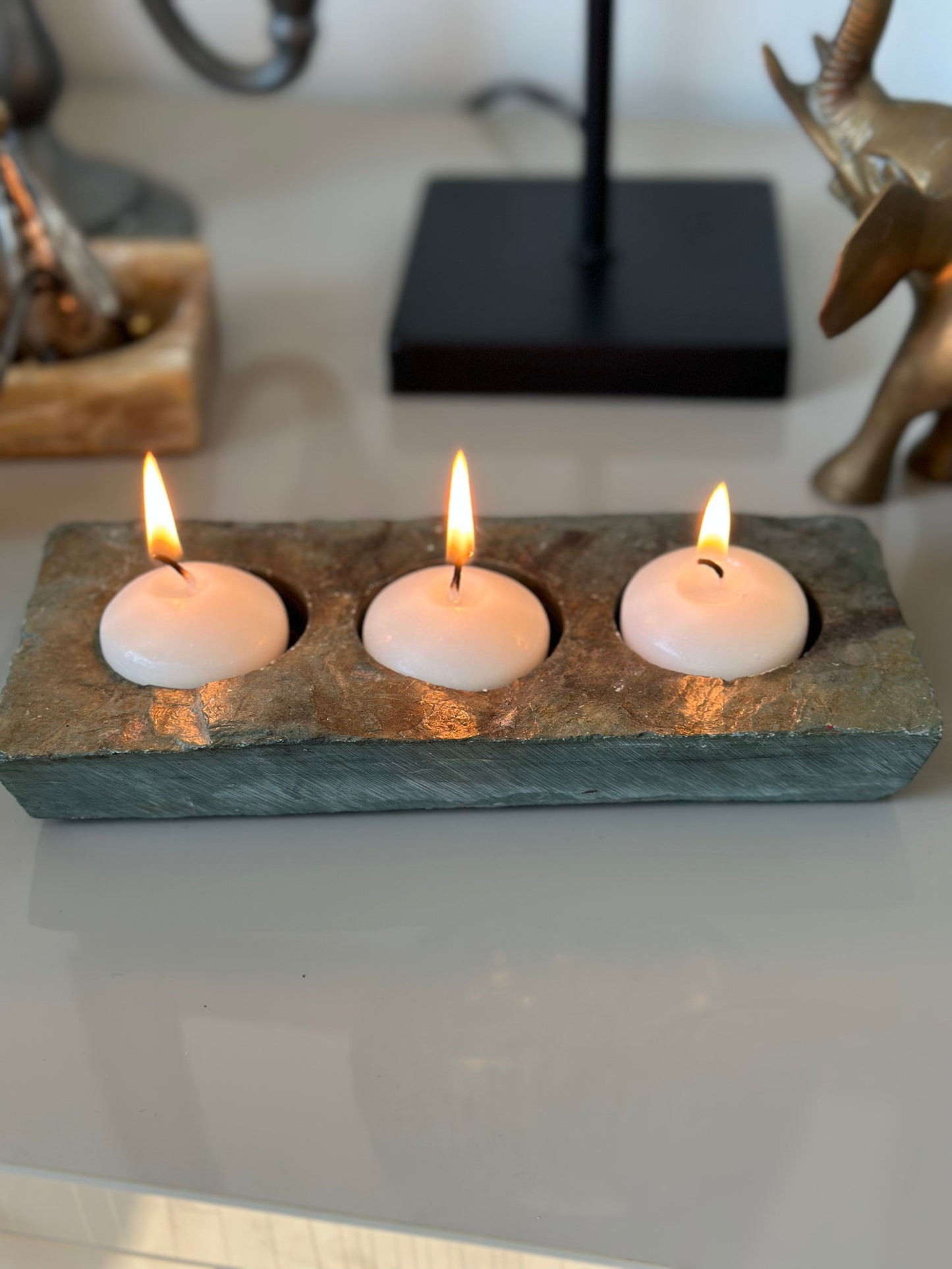 Stone tealight holder