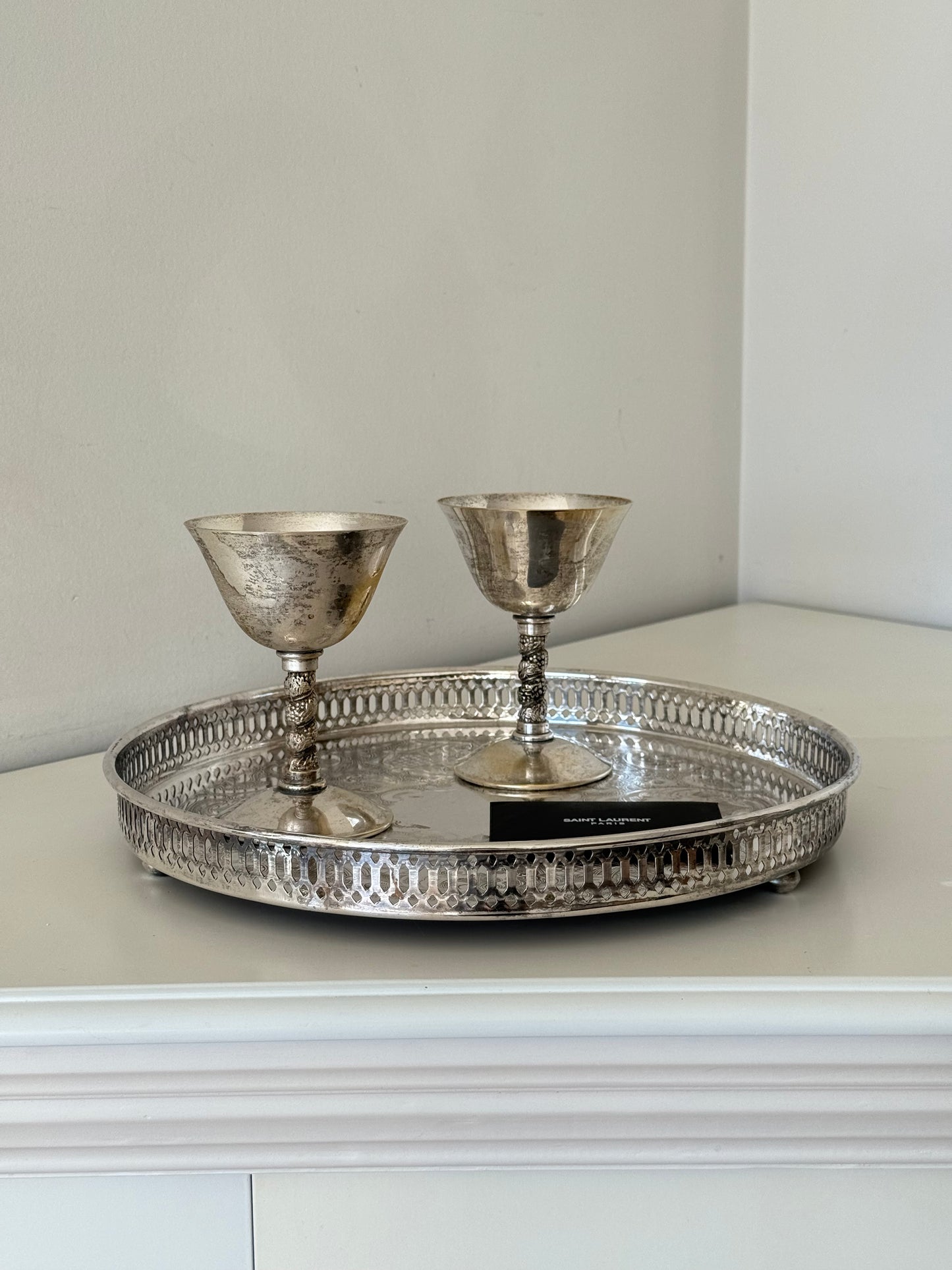 Vintage Silver-Plated Gallery Tray