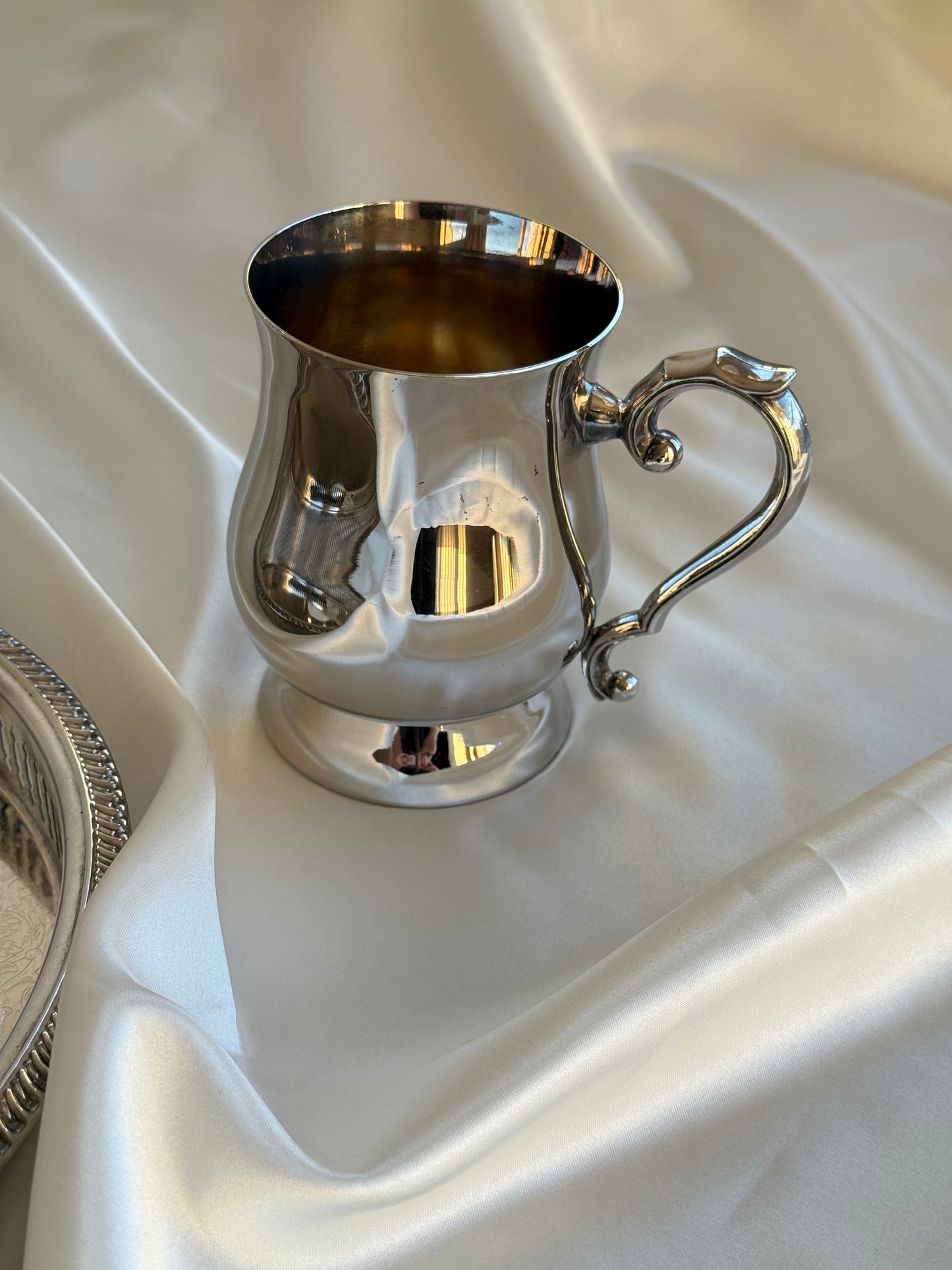 Vintage Silver-Plated Mug on Brass