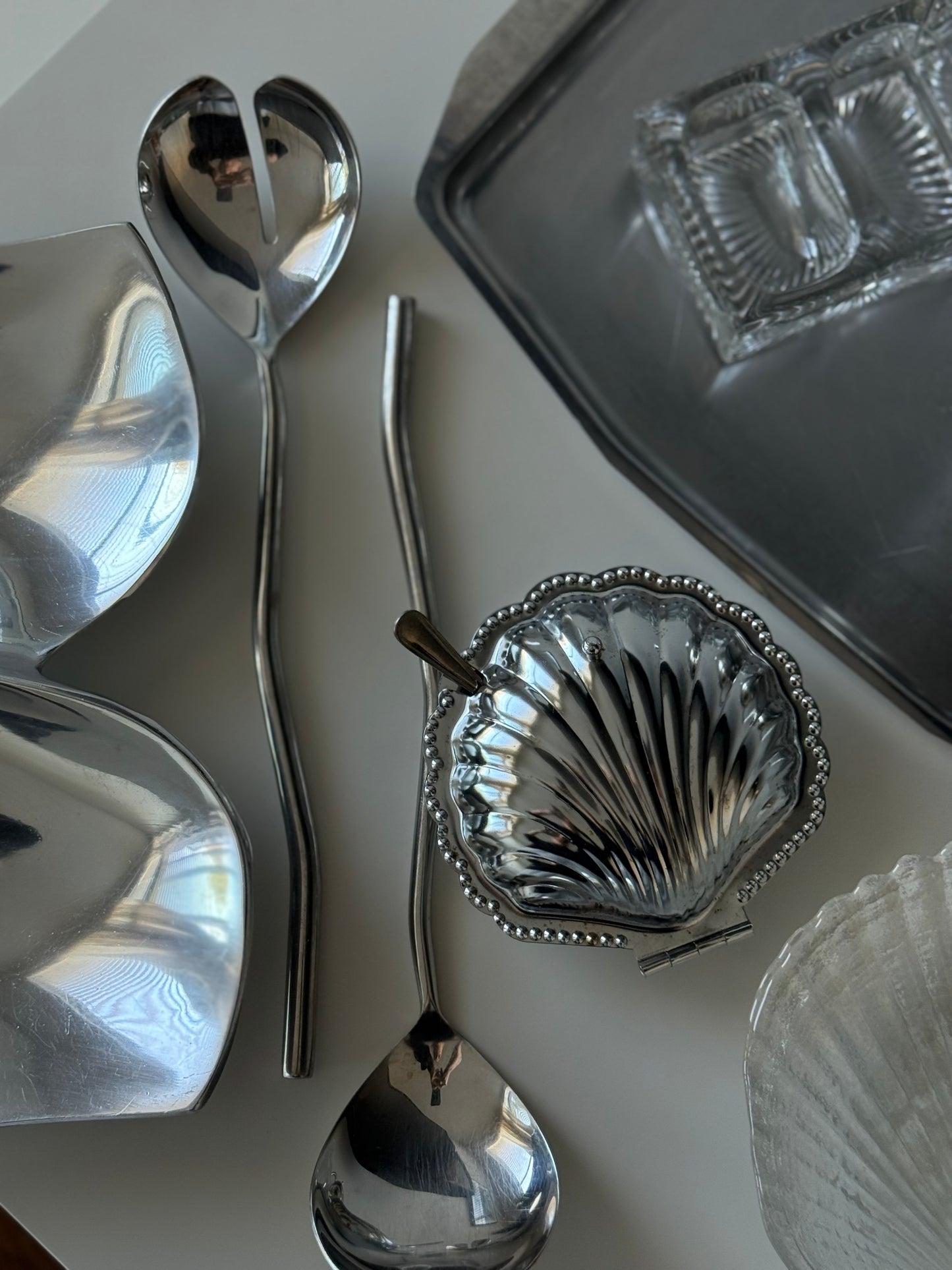 Vintage Modernist Stainless Steel Salad Servers