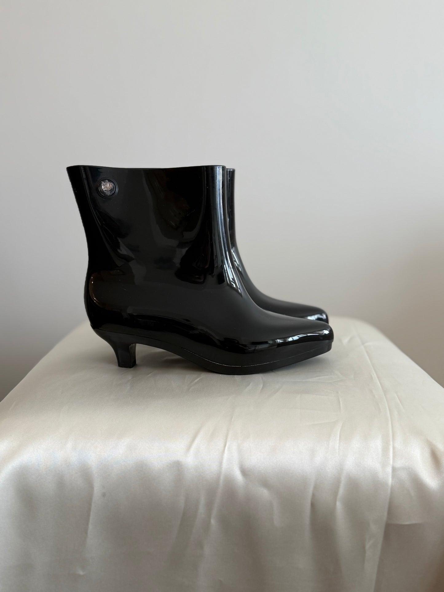 Melissa x Jeremy Scott Glossy Black Ankle Boots