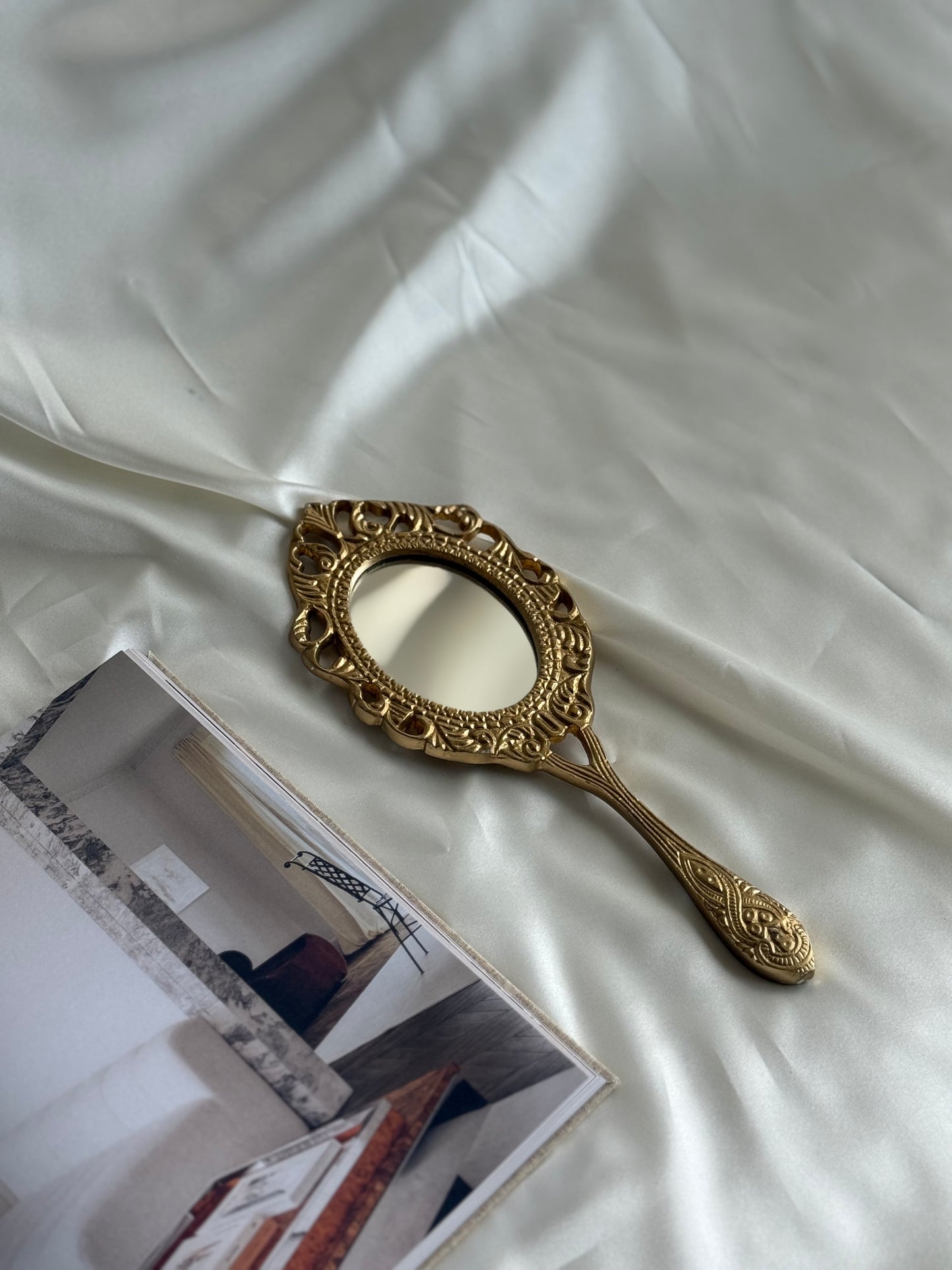 Vintage Ornate Gold-Toned Hand Mirror