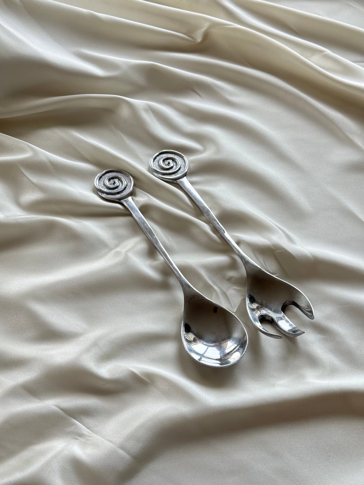 Vintage Metal Salad Server Set