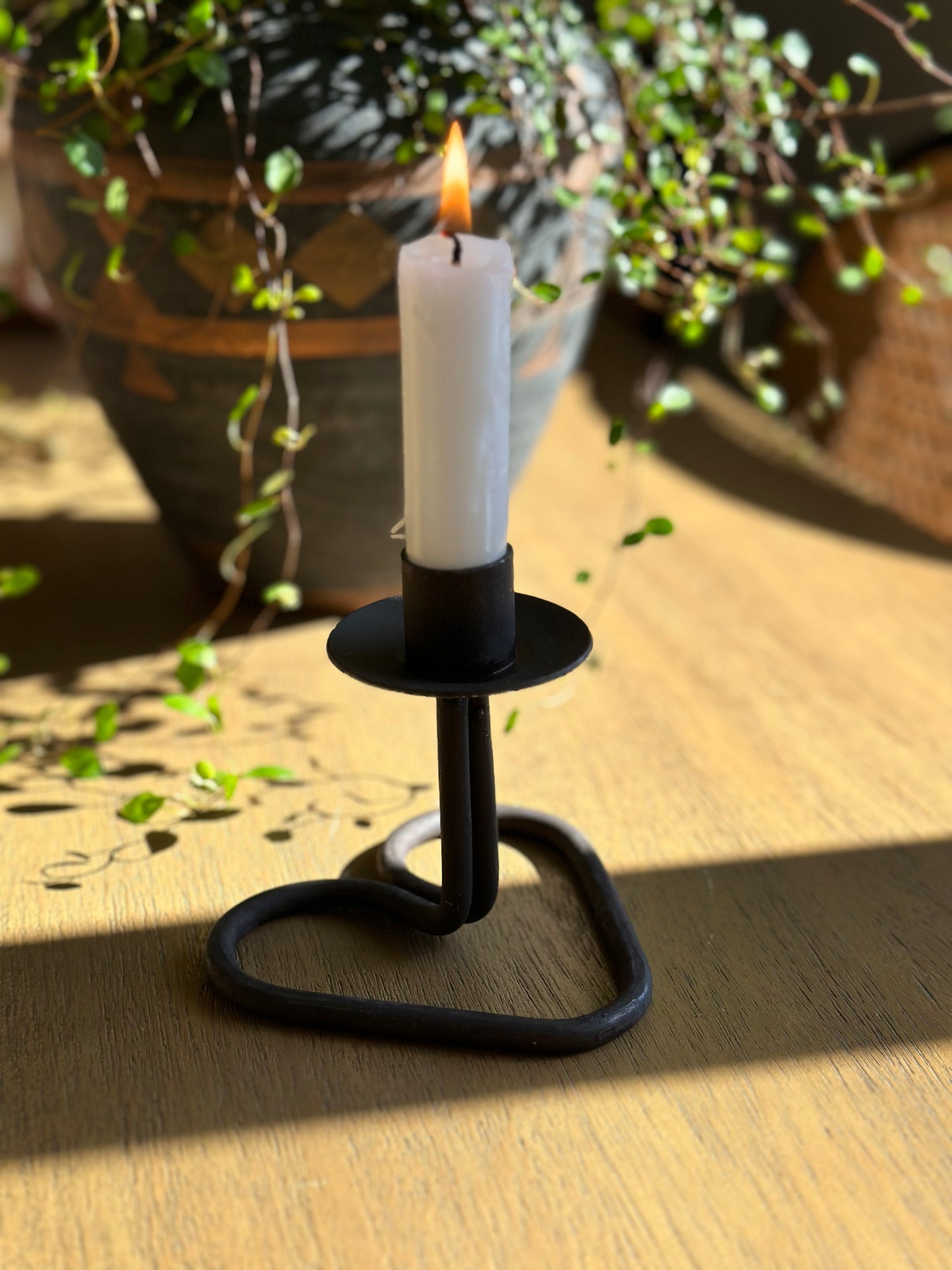 Vintage iron heart candlestick