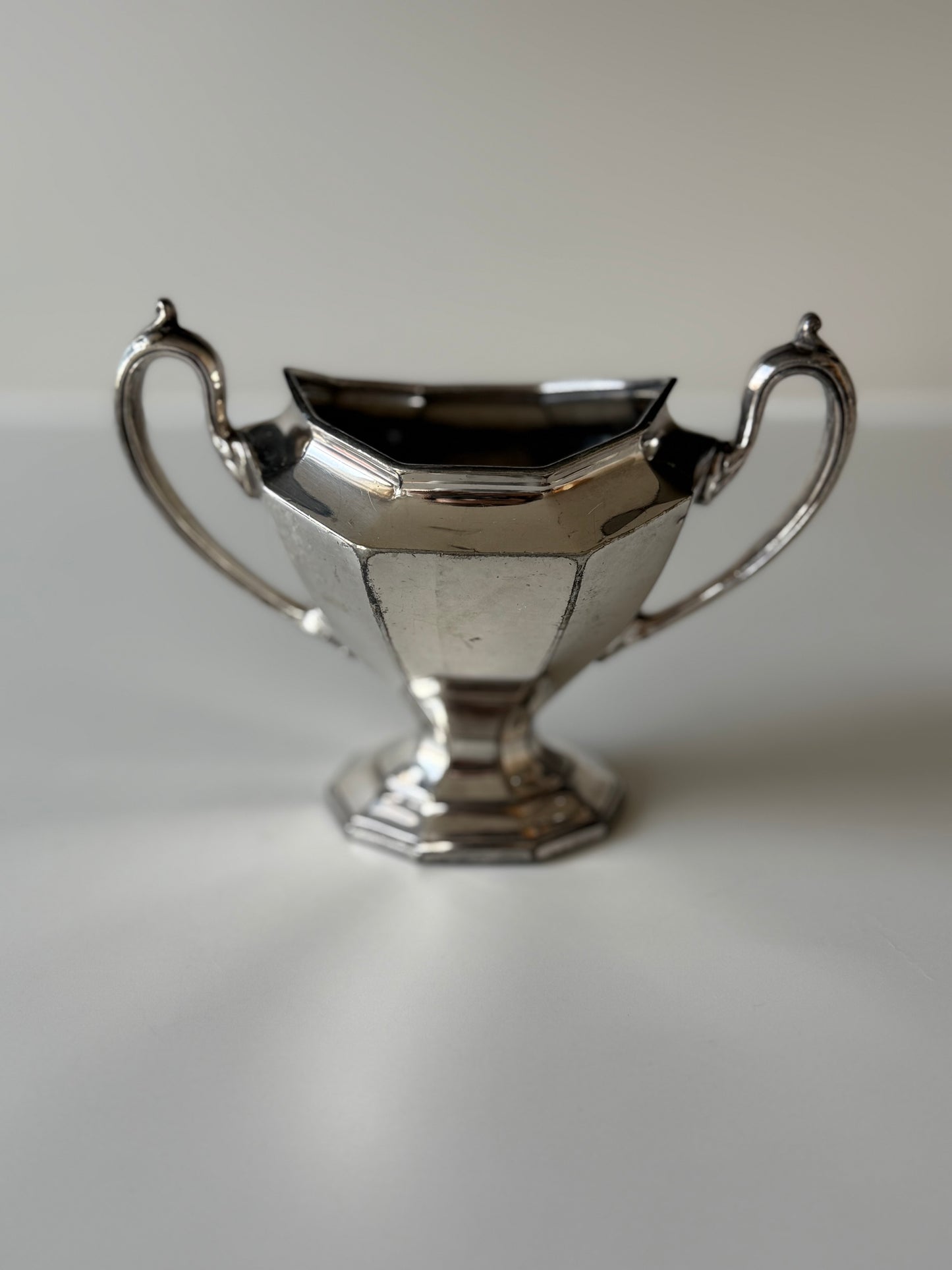 Vintage Silver-Plated Sugar Dish with Spoon