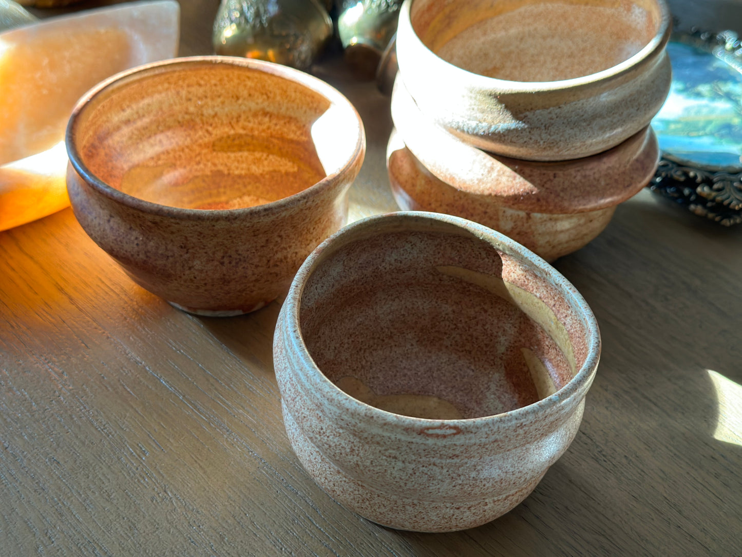 Four handmade ceramic bowls