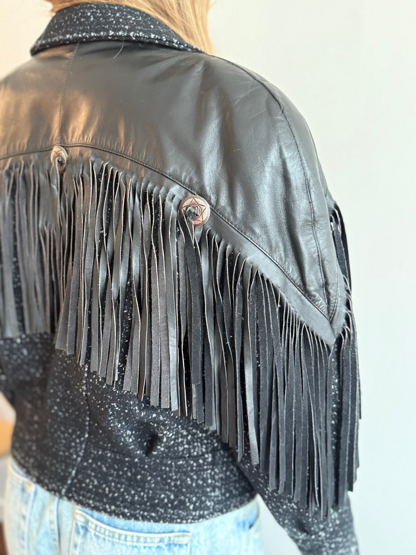 Vintage Wool & Leather Fringe Jacket — S/M