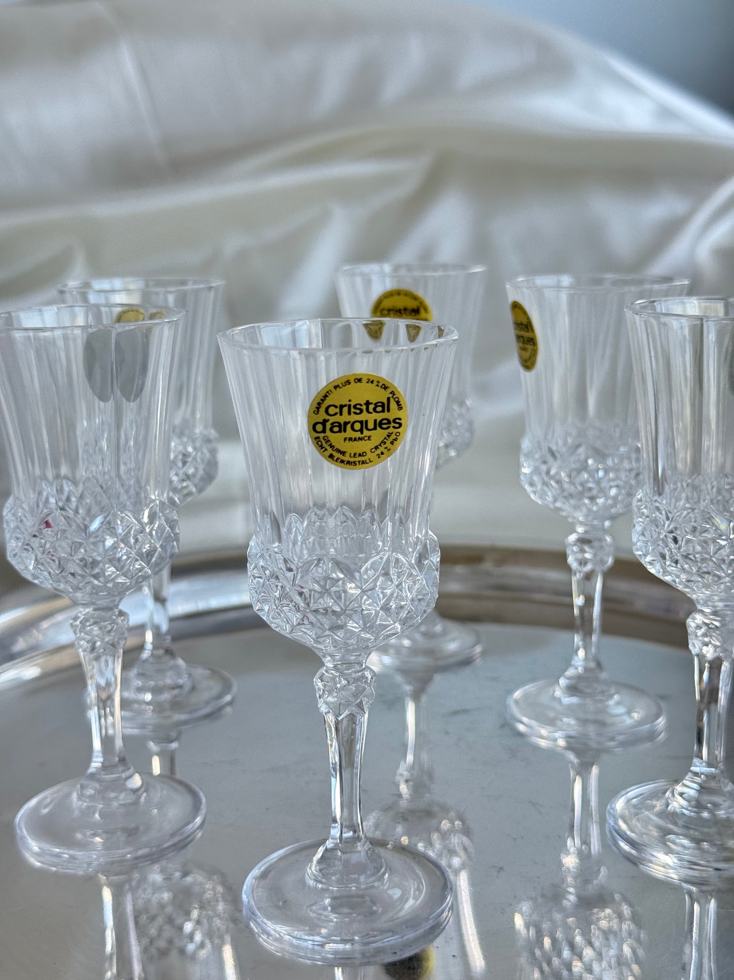 Set of 6 Cristal d’Arques Lead Crystal Liqueur Glasses – Made in France