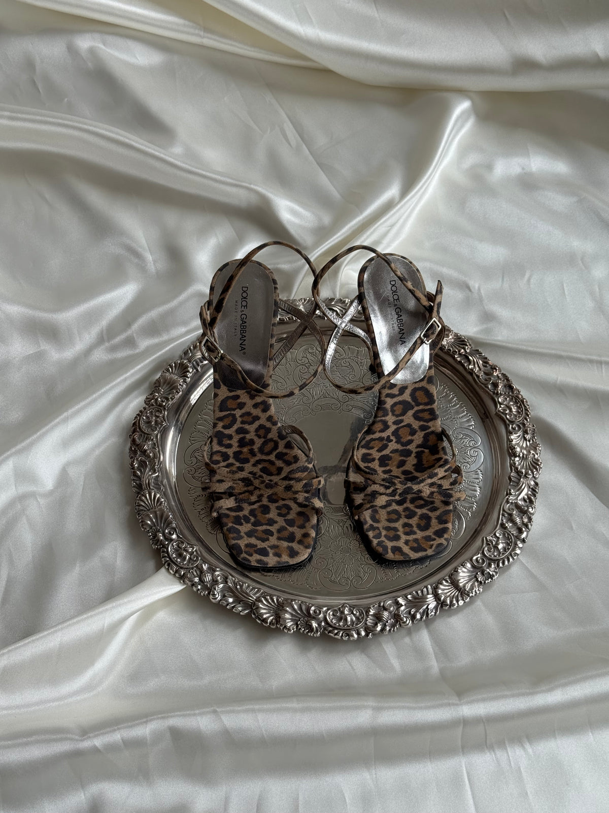 Dolce & Gabbana Leopard Print Strappy Stiletto Sandals | Made in Italy | Size 38.5