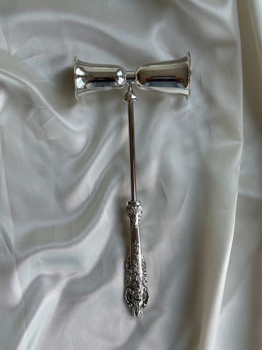 Vintage Silver Plated Double Spirit Measure Jigger with Ornate Handle