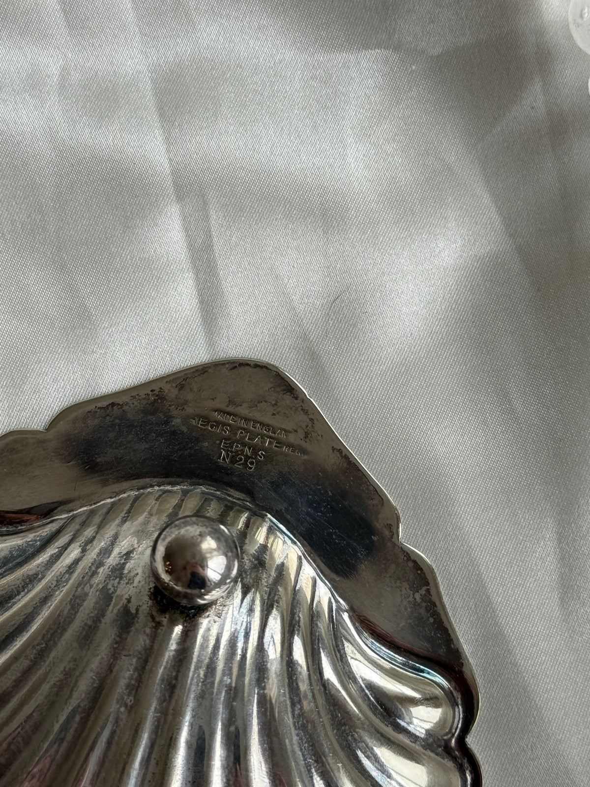 Vintage English Silver-Plated Shell Dish with Removable Glass Insert | Helios Plate
