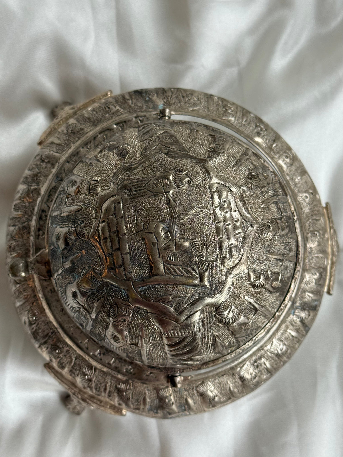 Vintage Egyptian Revival Caviar Serving Dish with Revolving Dome