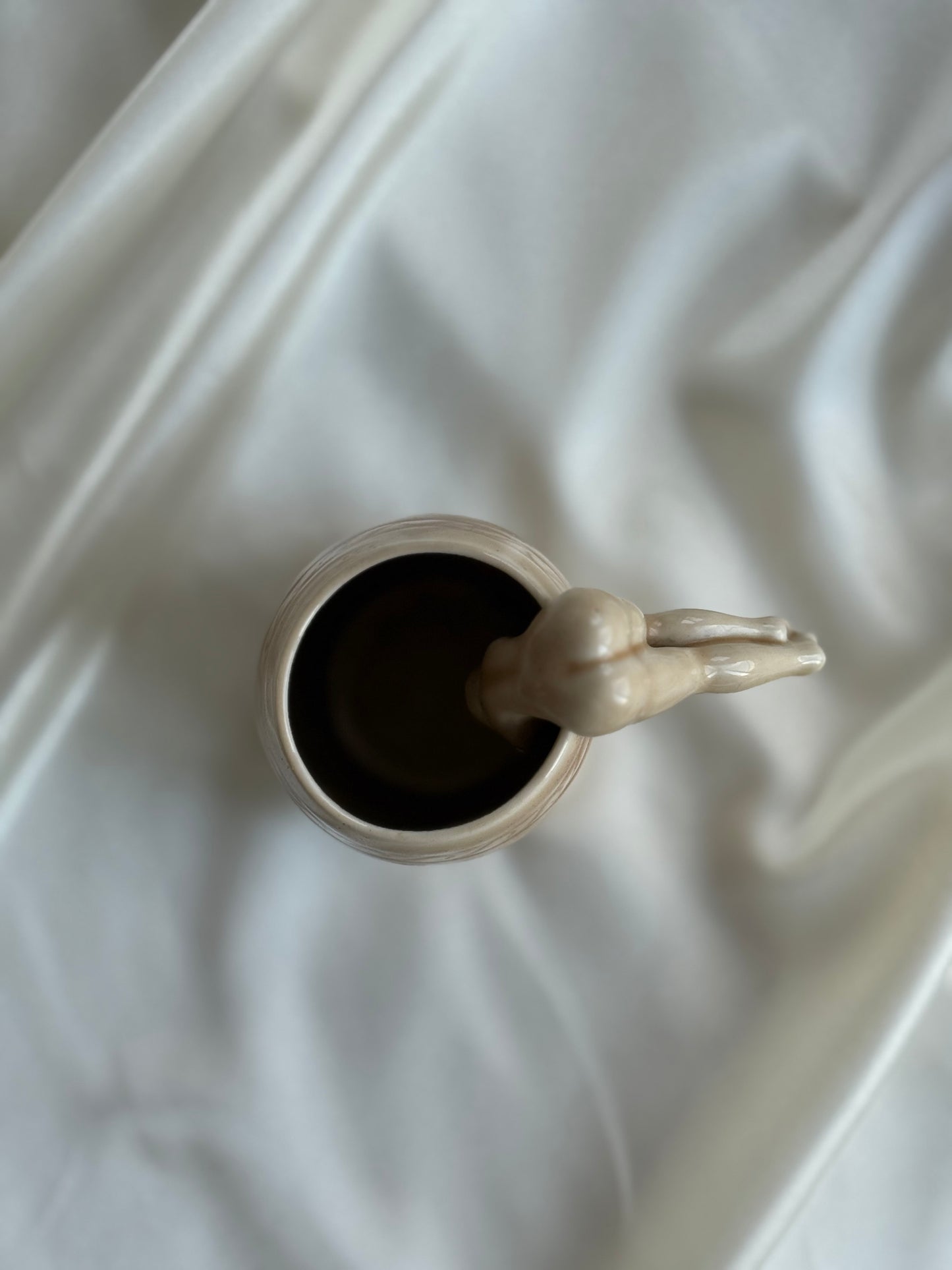 Vintage Ceramic Mug with Figurine Leg Handle