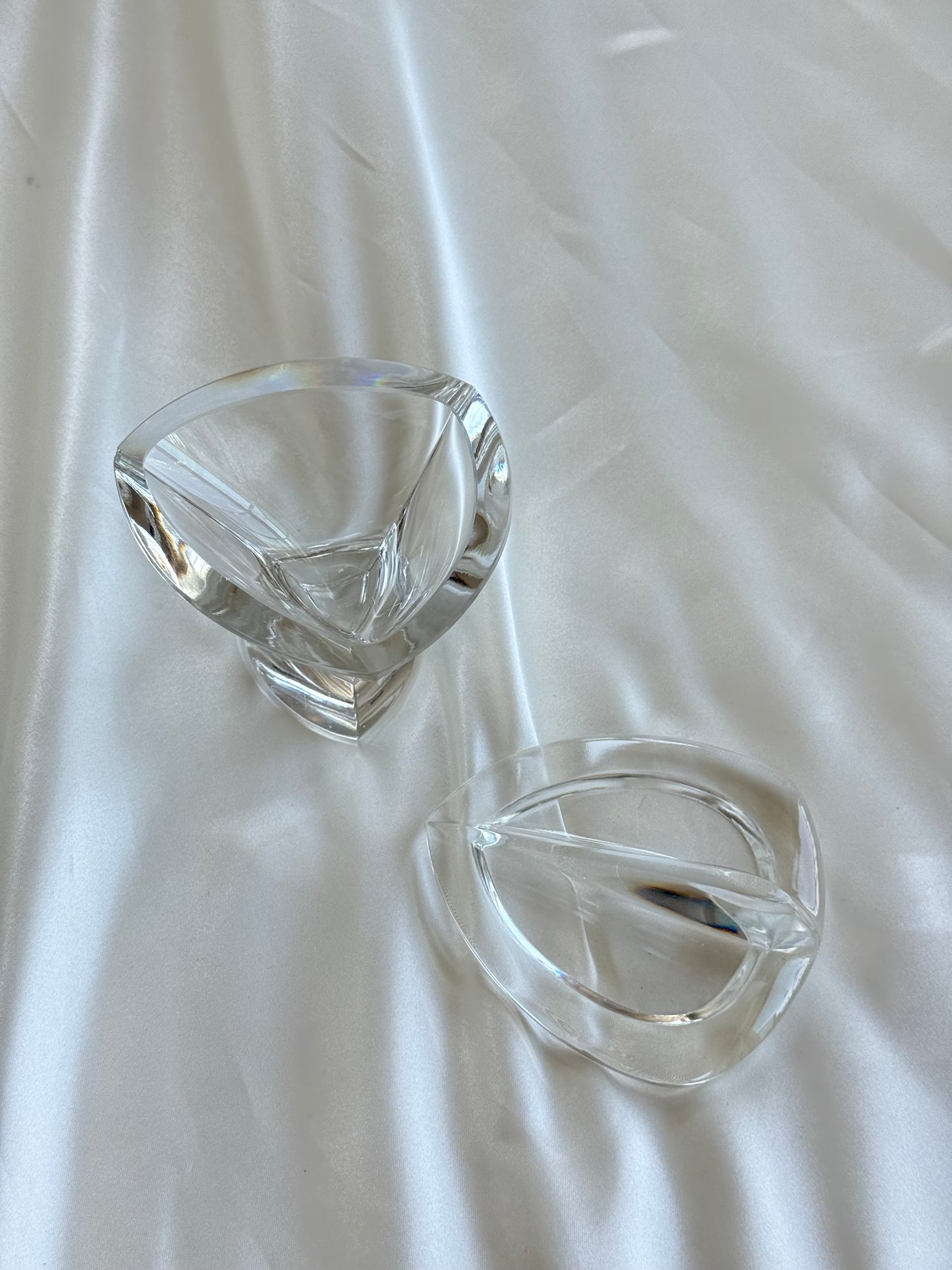 Vintage Sculptural Glass Candy Dish with Lid