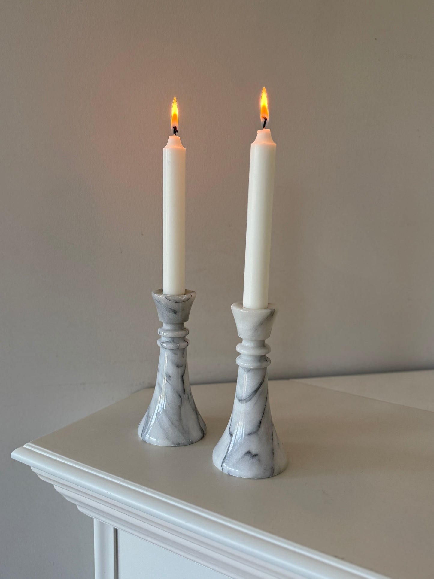 Pair of Marble Candlestick Holders