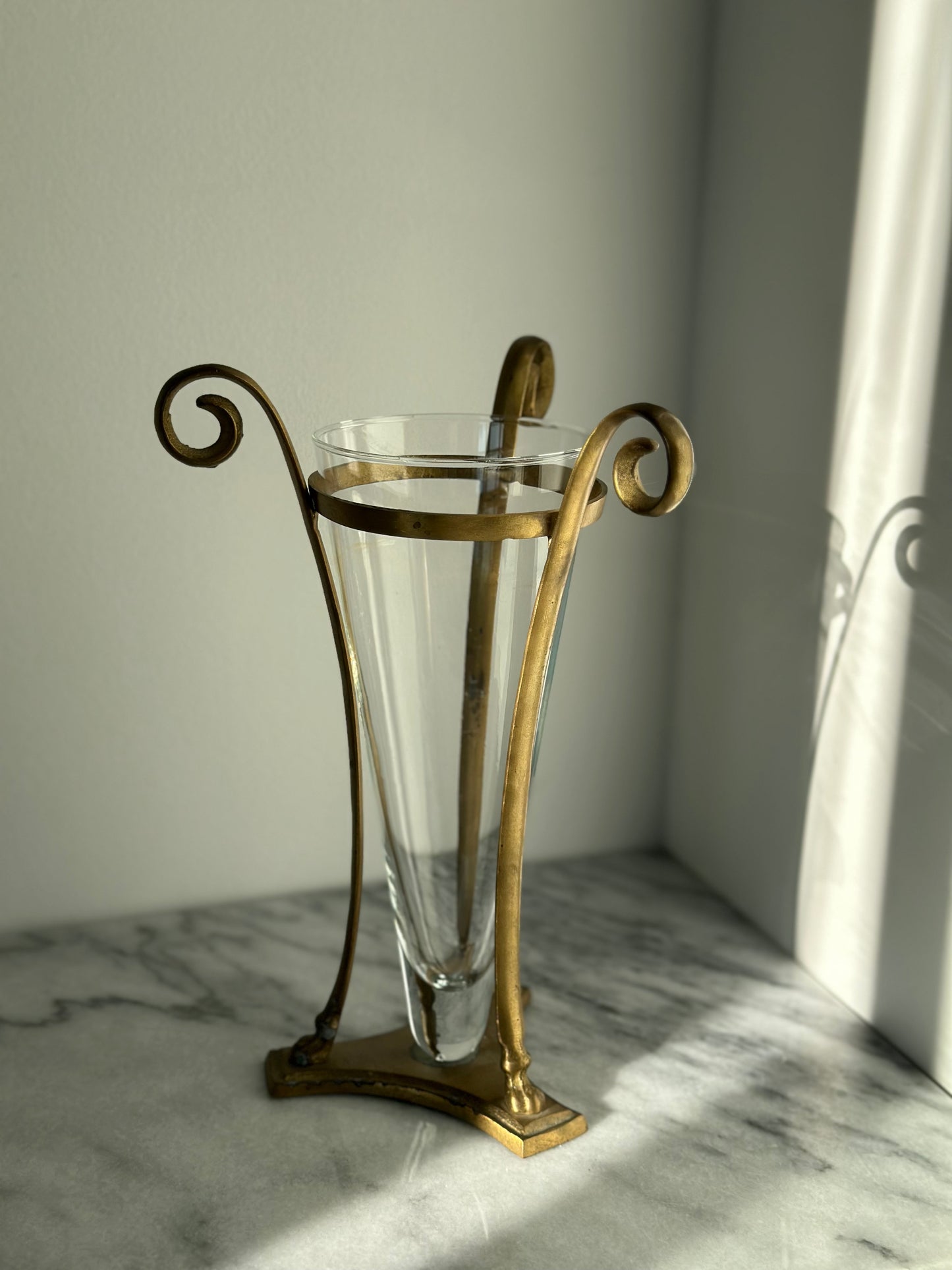 Ornate Brass and glass vase