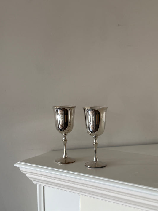 Vintage Spanish Silver-Plated Wine Goblets – Set of Two