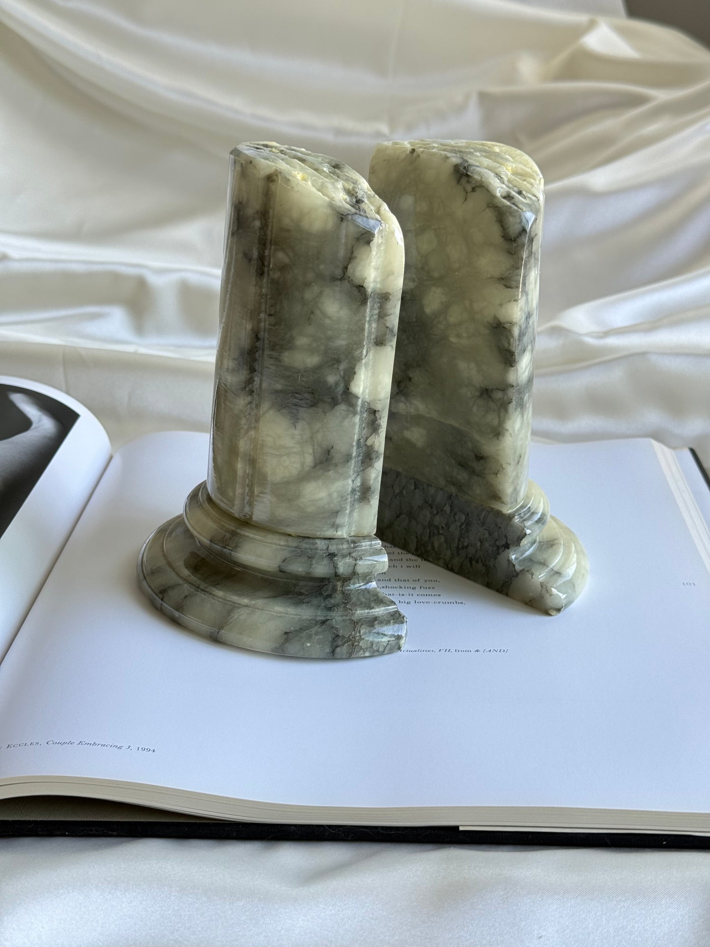 Vintage Alabaster Marble Bookends