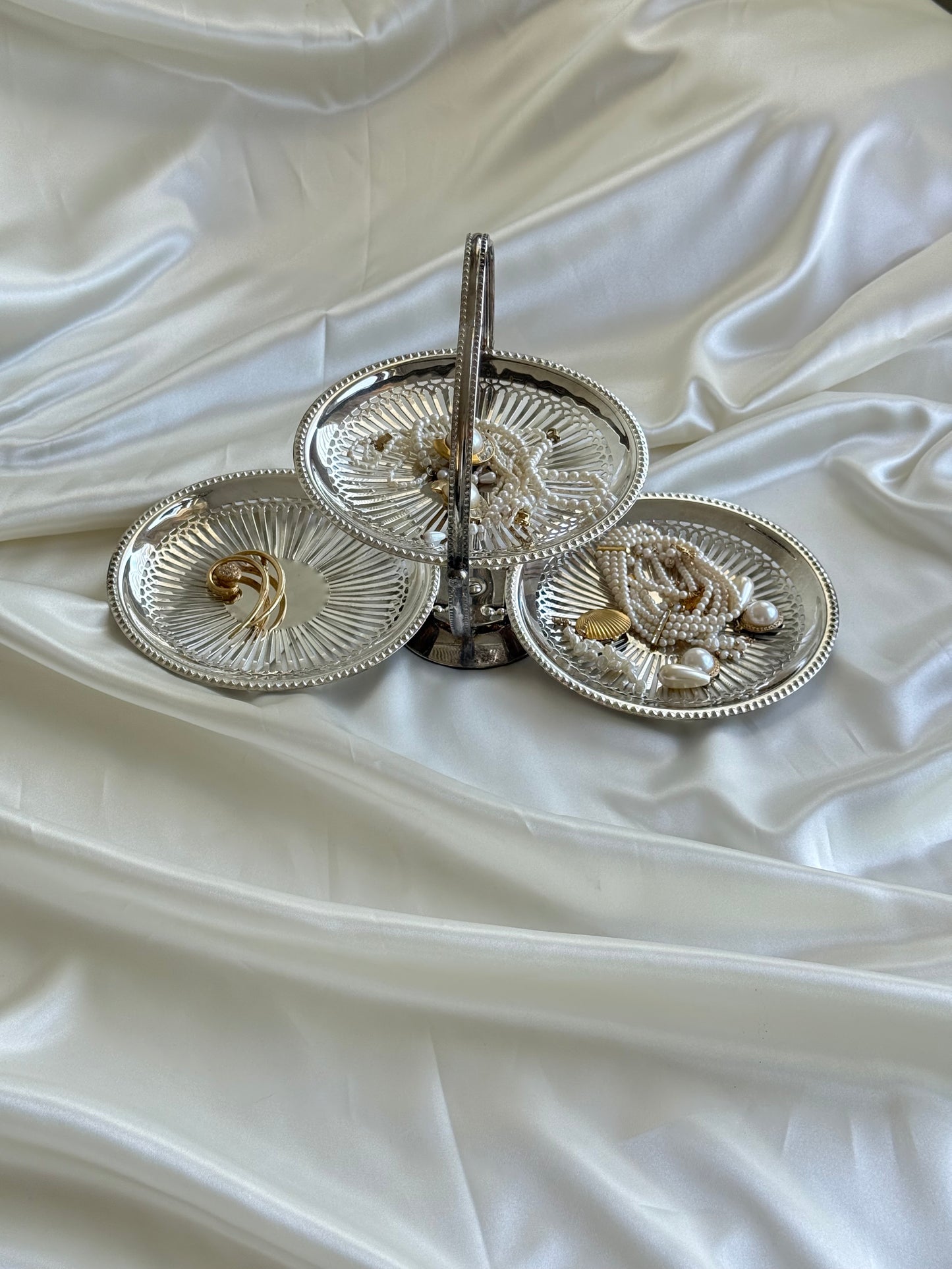 Vintage Silver Plated Folding Tidbit Server