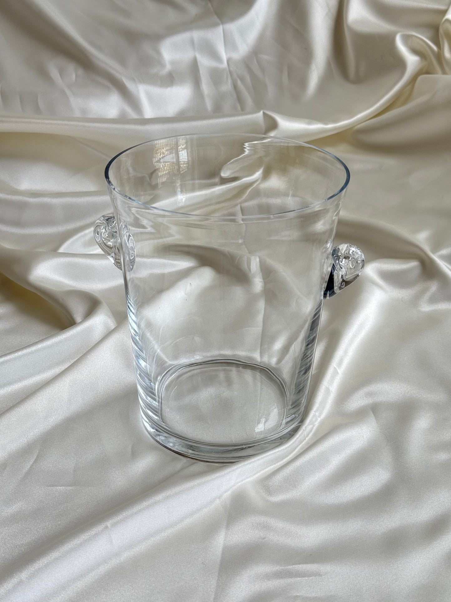 Glass Ice Bucket / Champagne Cooler with Swirl Handles