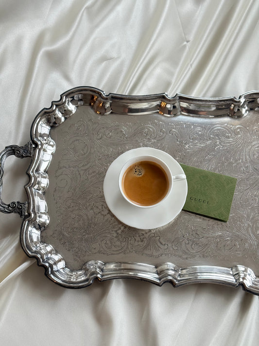 Set of 6 White Porcelain Cups & Saucers