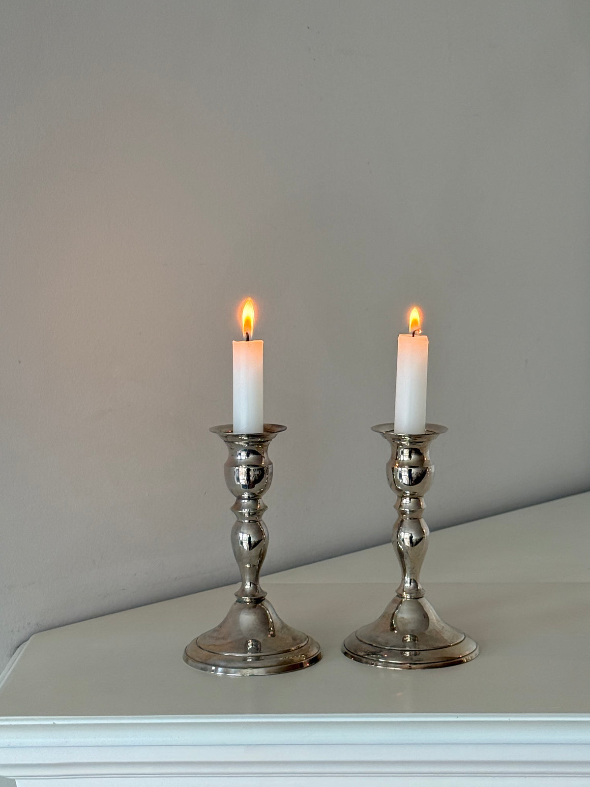 Vintage Silver-Plated Candlesticks – Set of Two