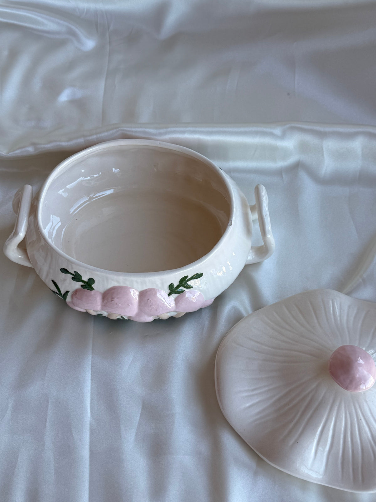 Vintage Ceramic Mushroom Tureen / Covered Serving Bowl