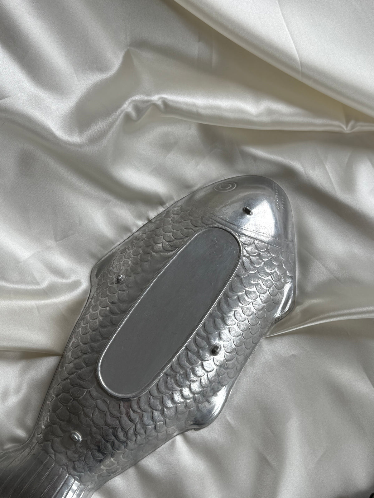 Vintage Large Aluminum Fish Serving Dish | Sculptural Coastal Tray | 15” × 7”