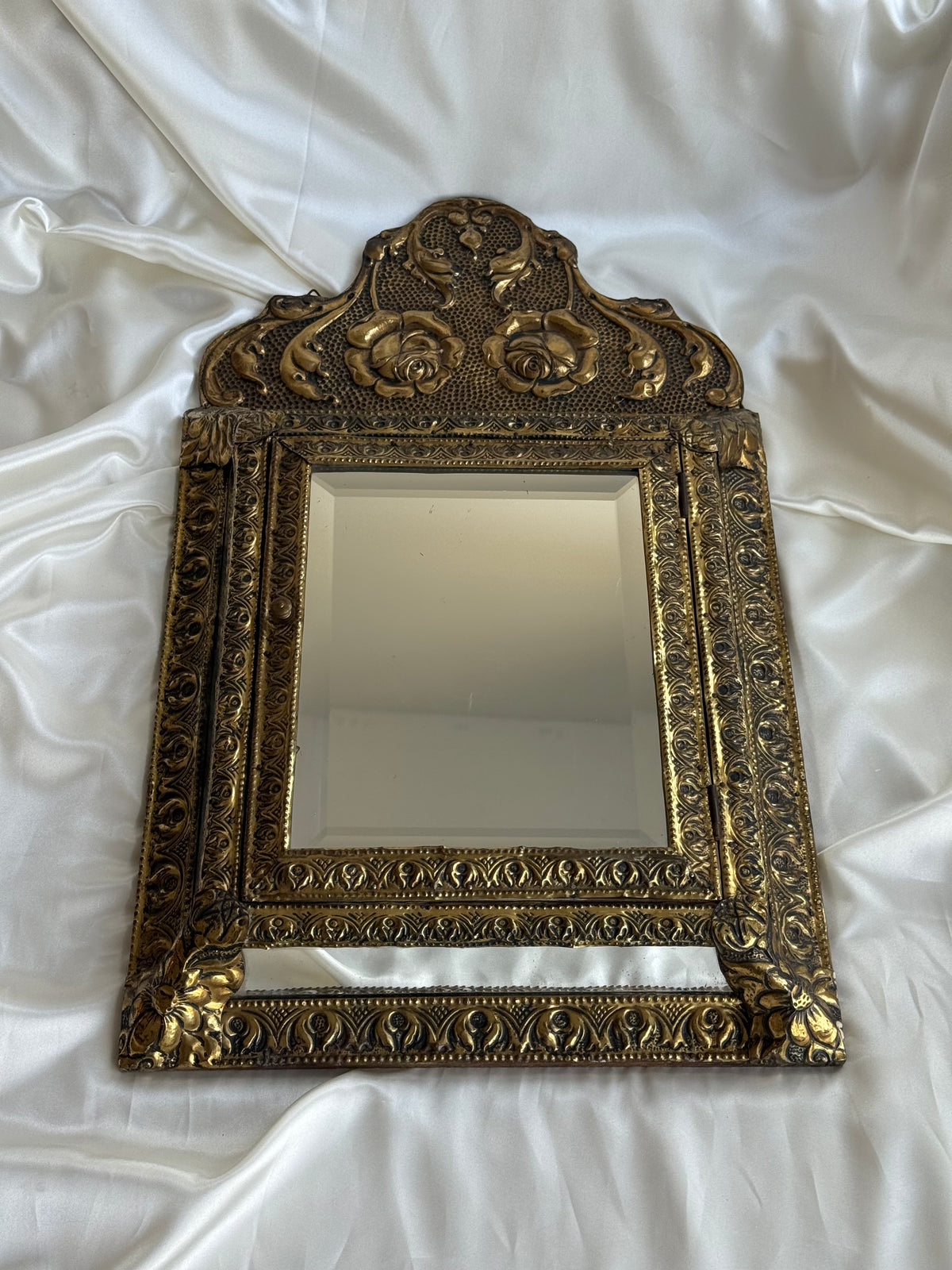 Antique Dutch Art Nouveau Brass Mirror Cabinet with Original Brushes | Circa 1900