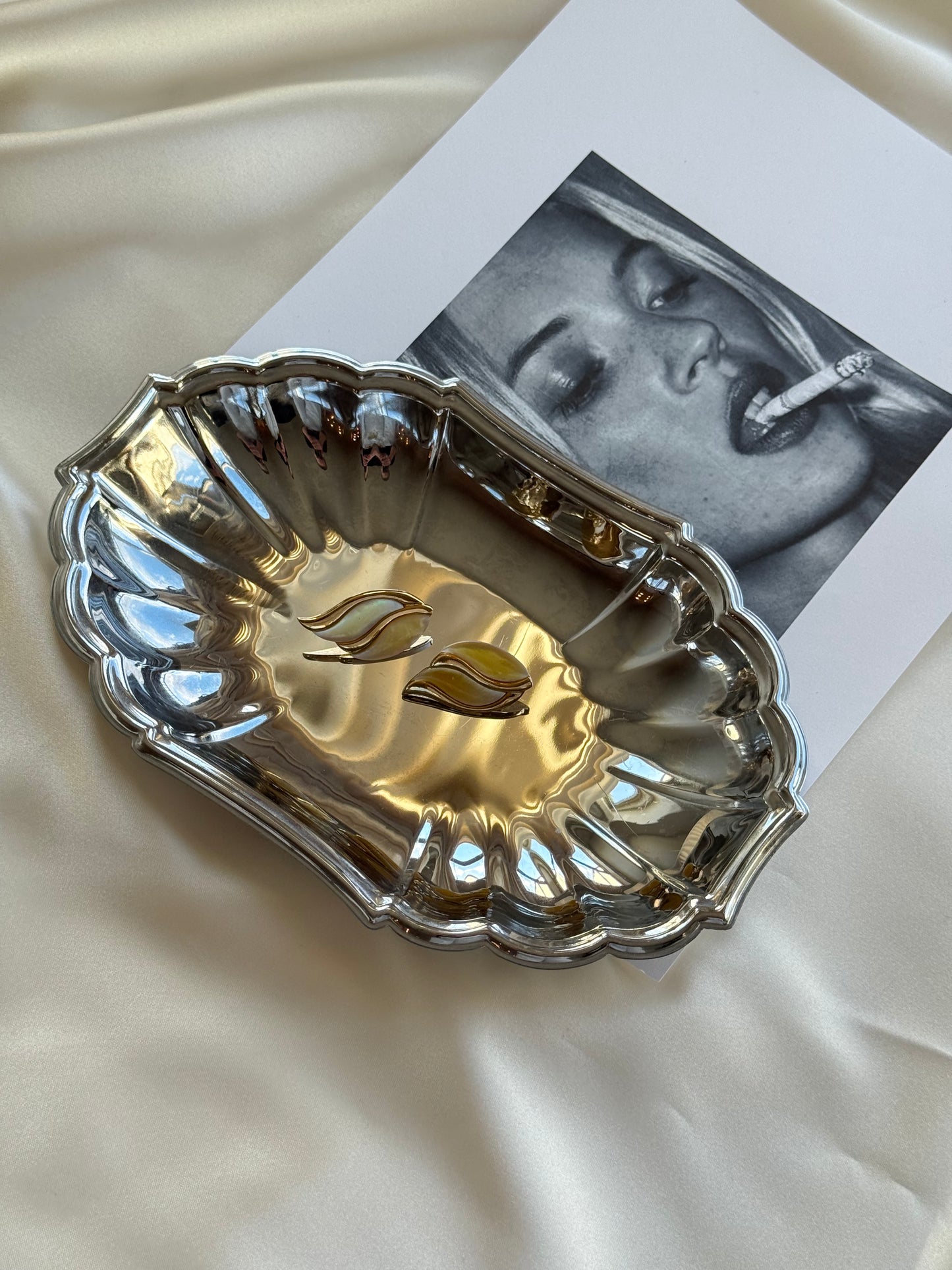 Vintage Gold-Tone Mother-of-Pearl Clip-On Earrings